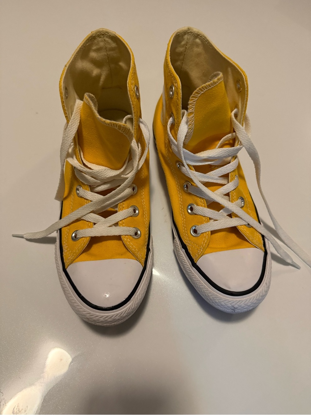 Converse Yellow High-Top Canvas Sneakers with White Laces